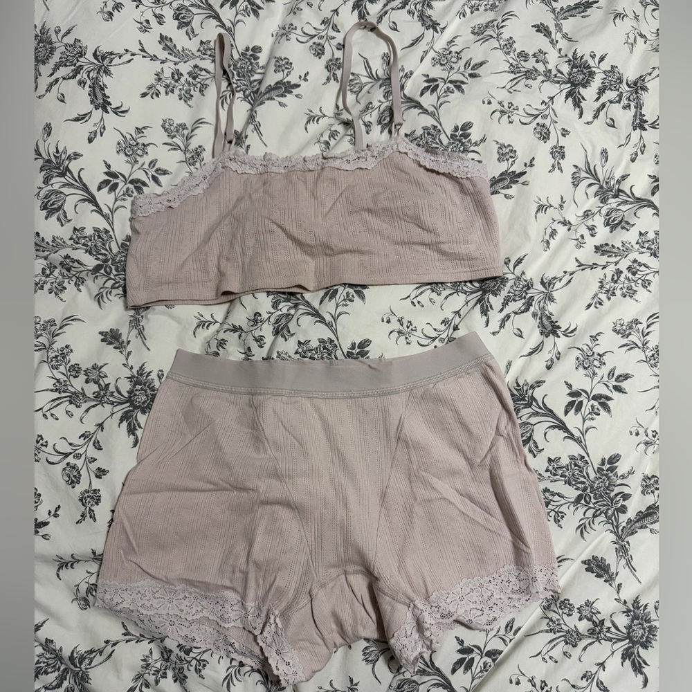 Aerie pointelle bralette and shorts set